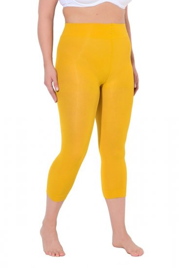 Ulla Popken 815580 Legging collant 3/4 avec protection des cuisses 80 den Jaune moutarde - Collants & chaussettes - 
