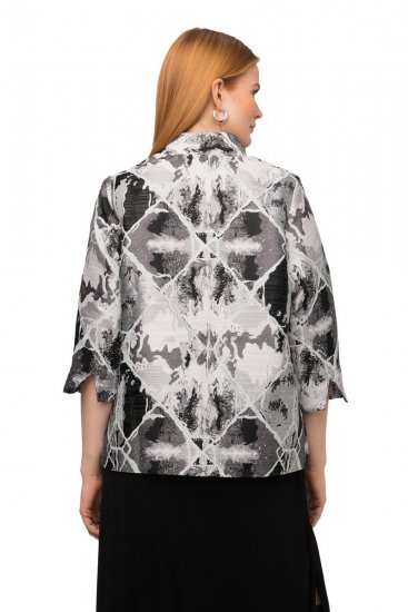 Ulla Popken 816673 Blazer oversize en jacquard manches 3/4 Noir - Blazers - Blazers grande taille pour femme