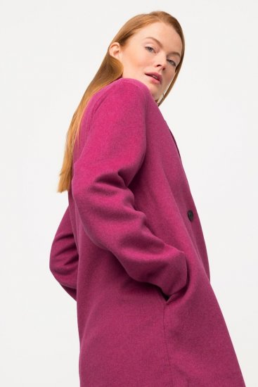 Ulla Popken 816744 Manteau croisé effet laine Rose - Manteaux - Manteaux femme grande taille