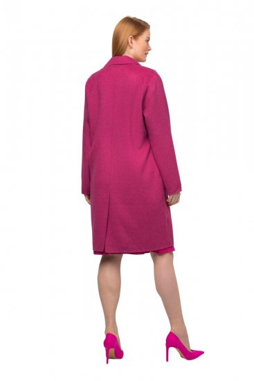Ulla Popken 816744 Manteau croisé effet laine Rose - Manteaux - Manteaux femme grande taille