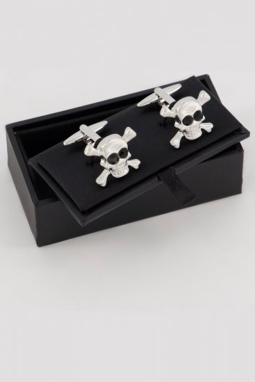 JP1880 816868 Boutons de manchette avec tête de mort Gris argenté - Bijoux - 