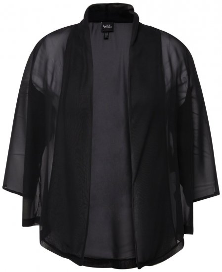 Ulla Popken 817211 Veste oversize en mousseline à col châle Noir - Vestes - Vestes femme grande taille