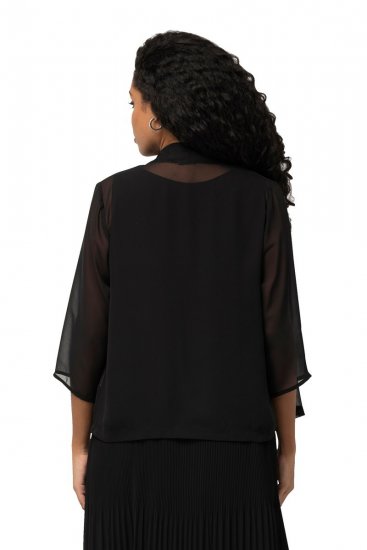 Ulla Popken 817211 Veste oversize en mousseline à col châle Noir - Vestes - Vestes femme grande taille