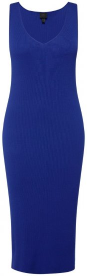 Ulla Popken 817591 Robe en maille à col V Bleu - Robes en maille - 