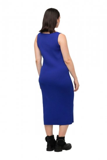 Ulla Popken 817591 Robe en maille à col V Bleu - Robes en maille - 