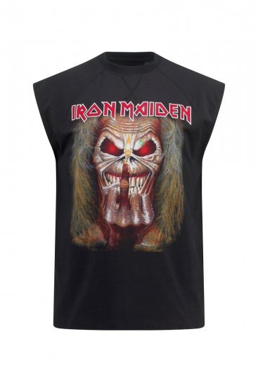 JP1880 Iron Maiden Graphic Comfort Fit Band Tank Top Black - T-shirts - T-shirts Homme Grande Taille