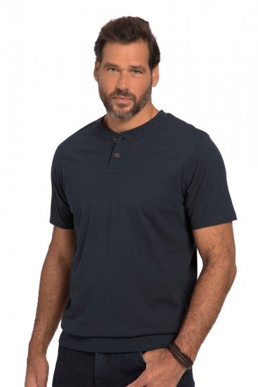 JP1880 818628 T-shirt Henley coupe ventre Bleu marine - T-shirts - T-shirts Homme Grande Taille