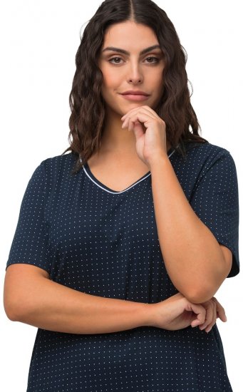 Ulla Popken 819289 Chemise de nuit à manches courtes lot de 2 Bleu marine - Chemises de nuit - 