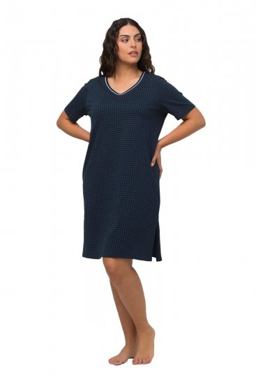 Ulla Popken 819289 Chemise de nuit à manches courtes lot de 2 Bleu marine - Chemises de nuit - 