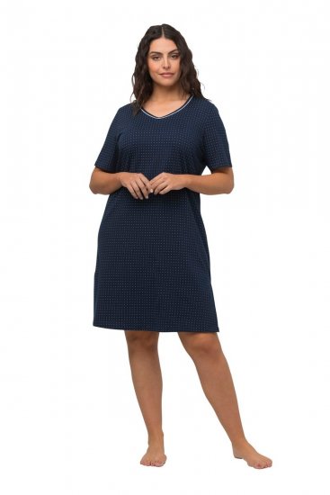 Ulla Popken 819289 Chemise de nuit à manches courtes lot de 2 Bleu marine - Chemises de nuit - 