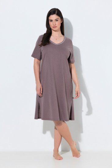 Ulla Popken 819289 Chemise de nuit à manches courtes lot de 2 Marron - Chemises de nuit - 