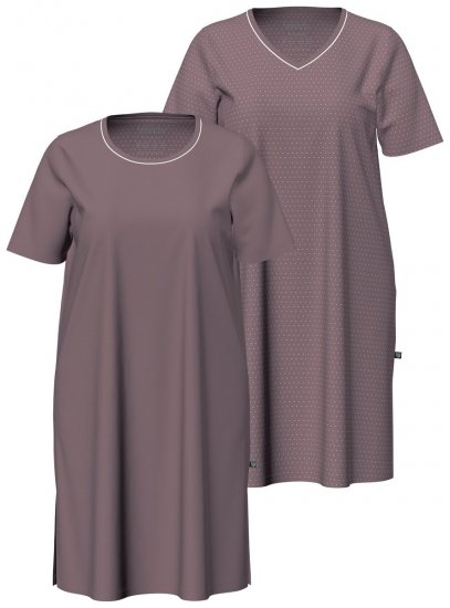 Ulla Popken 819289 Chemise de nuit à manches courtes lot de 2 Marron - Chemises de nuit - 