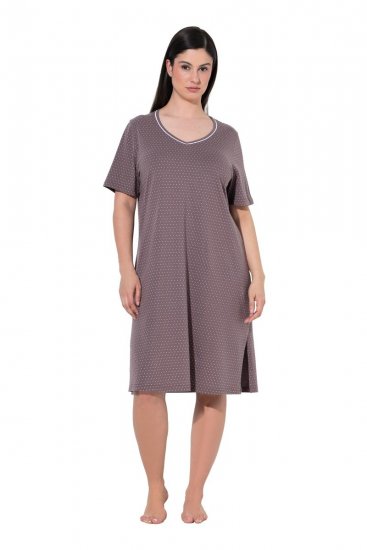 Ulla Popken 819289 Chemise de nuit à manches courtes lot de 2 Marron - Chemises de nuit - 