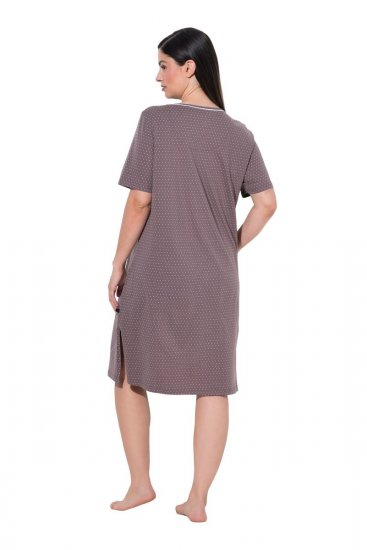 Ulla Popken 819289 Chemise de nuit à manches courtes lot de 2 Marron - Chemises de nuit - 