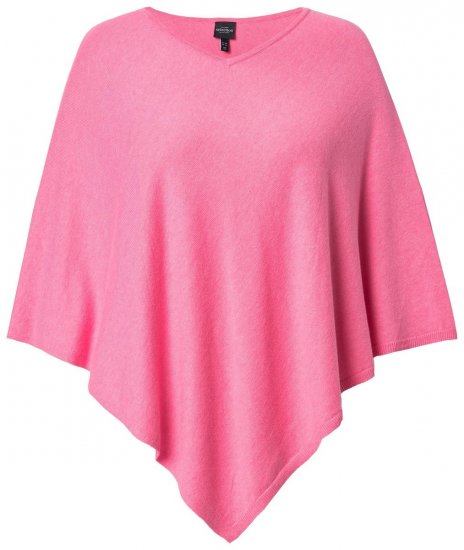 Ulla Popken 820512 Poncho en maille de laine mélangée col V Rose clair - Ponchos & capes - 