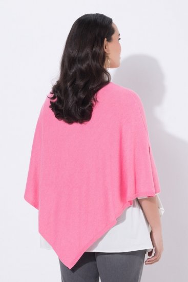 Ulla Popken 820512 Poncho en maille de laine mélangée col V Rose clair - Ponchos & capes - 