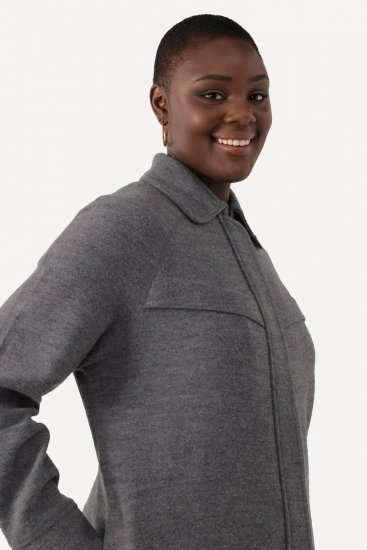 Ulla Popken 820516 Manteau en laine Gris chiné - Manteaux - Manteaux femme grande taille