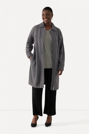 Ulla Popken 820516 Manteau en laine Gris chiné - Manteaux - Manteaux femme grande taille