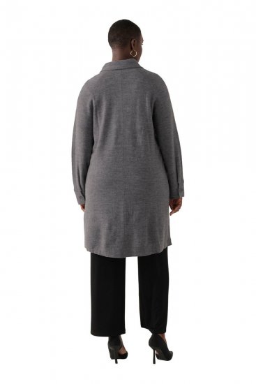 Ulla Popken 820516 Manteau en laine Gris chiné - Manteaux - Manteaux femme grande taille