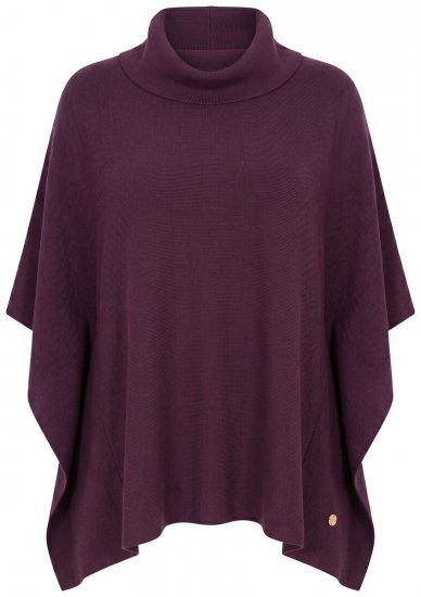 Ulla Popken 820620 Pull poncho à col roulé Prune - Ponchos & capes - 