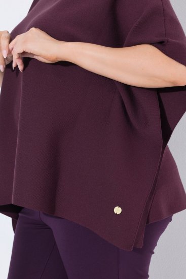 Ulla Popken 820620 Pull poncho à col roulé Prune - Ponchos & capes - 