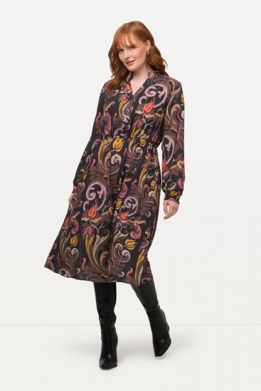 Ulla Popken 820662 Robe imprimée Noir - Robes de soirée - Robes de soirée grande taille
