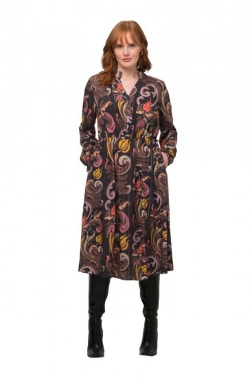 Ulla Popken 820662 Robe imprimée Noir - Robes de soirée - Robes de soirée grande taille