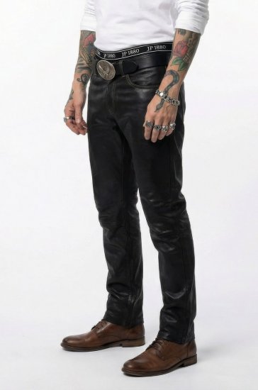 JP1880 Leather Pants Regular Fit Finest Lamb Nappa Black - Jeans et pantalons - Jeans et Pantalons grande taille 