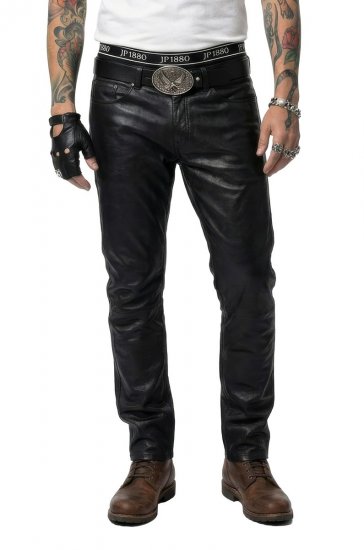 JP1880 Leather Pants Regular Fit Finest Lamb Nappa Black - Jeans et pantalons - Jeans et Pantalons grande taille 