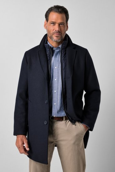 JP1880 821066 Matelassé Manteau en laine Bleu marine - Vestes - Vestes Homme Grandes Tailles