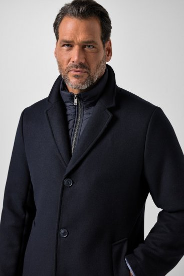 JP1880 821066 Matelassé Manteau en laine Bleu marine - Vestes - Vestes Homme Grandes Tailles