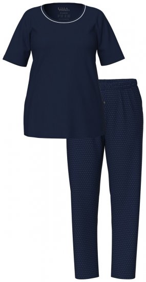 Ulla Popken 821244 Pyjama à pois Bleu marine - Pyjamas/vêtements de détente - 