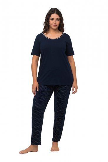 Ulla Popken 821244 Pyjama à pois Bleu marine - Pyjamas/vêtements de détente - 