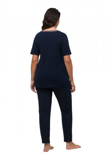 Ulla Popken 821244 Pyjama à pois Bleu marine - Pyjamas/vêtements de détente - 
