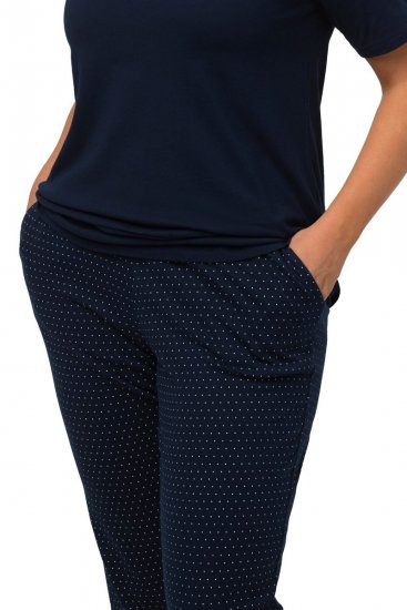 Ulla Popken 821244 Pyjama à pois Bleu marine - Pyjamas/vêtements de détente - 