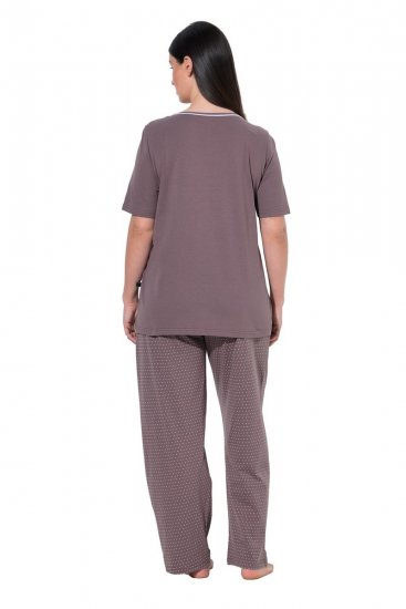 Ulla Popken 821244 Pyjama à pois Marron - Pyjamas/vêtements de détente - 