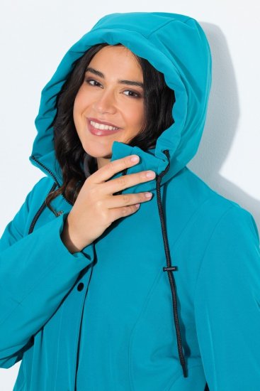 Ulla Popken 821495 Manteau technique Turquoise - Manteaux - Manteaux femme grande taille