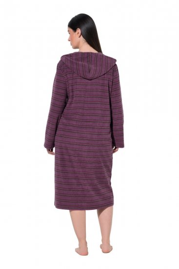 Ulla Popken 821543 Peignoir en éponge rayé à fermeture éclair Marron - Robes de chambre & peignoirs - 