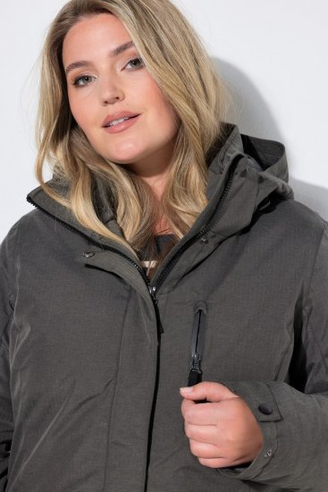 Ulla Popken 821737 Parka matelassée HYPRAR à capuche Gris foncé chiné - Vestes - Vestes femme grande taille