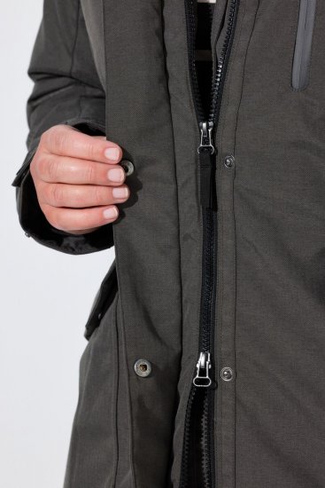 Ulla Popken 821737 Parka matelassée HYPRAR à capuche Gris foncé chiné - Vestes - Vestes femme grande taille