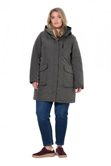 Ulla Popken 821737 Parka matelassée HYPRAR à capuche Gris foncé chiné - Vestes - Vestes femme grande taille