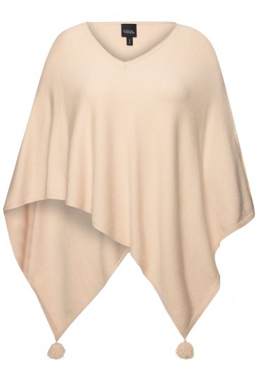Ulla Popken Knit Pointed Hem Poncho Nature Melange - Sweatshirts & hoodies - 