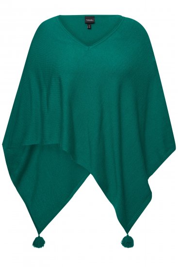 Ulla Popken Knit Pointed Hem Poncho Emerald Green - Sweatshirts & hoodies - 