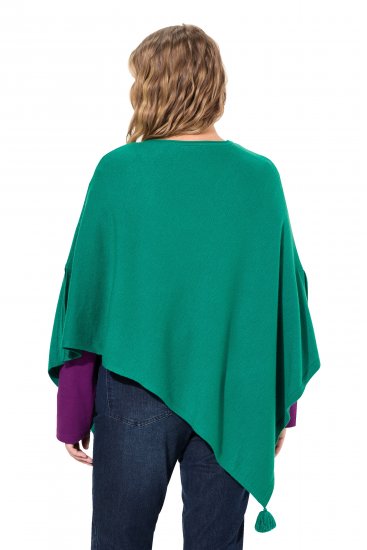 Ulla Popken Knit Pointed Hem Poncho Emerald Green - Sweatshirts & hoodies - 