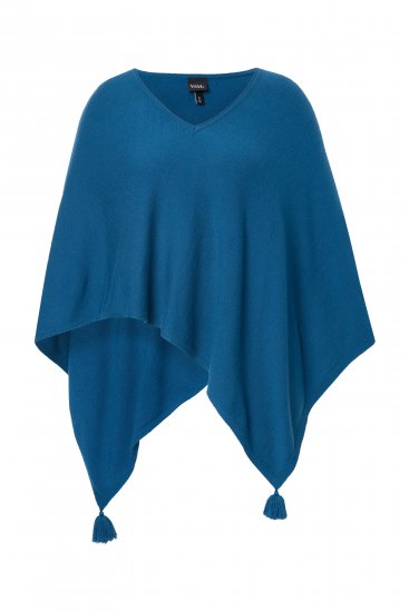Ulla Popken Knit Pointed Hem Poncho Cerulean - Sweatshirts & hoodies - 