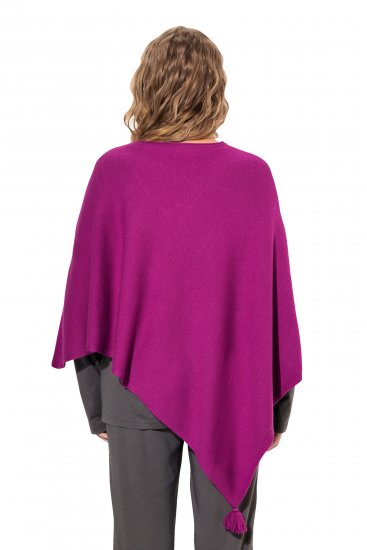 Ulla Popken Knit Pointed Hem Poncho Berry - Sweatshirts & hoodies - 