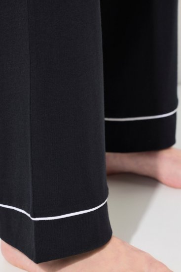 Ulla Popken 823030 Pyjama à col chemise Noir - Pyjamas/vêtements de détente - 