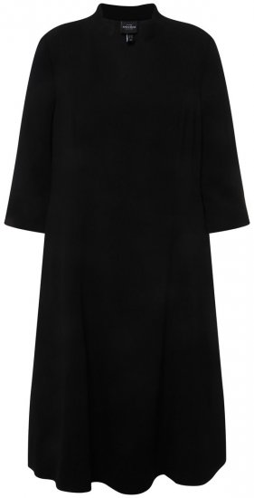 Ulla Popken 823290 Robe mi-longue à col V Noir - Robes midi - Robes midi grande taille