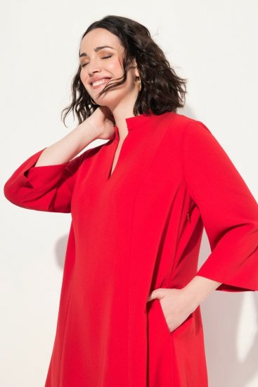 Ulla Popken 823290 Robe trapèze à poches Rouge - Robes midi - Robes midi grande taille
