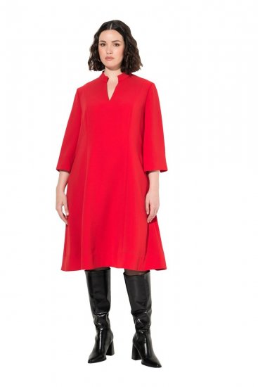 Ulla Popken 823290 Robe trapèze à poches Rouge - Robes midi - Robes midi grande taille